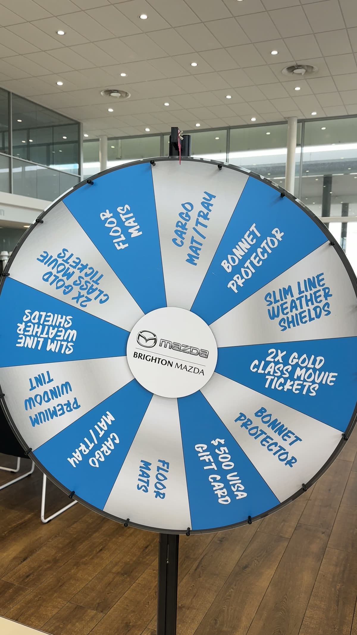Brighton Mazda — Showroom Prize Wheel — custom branded spin the wheel by Gametime Hire