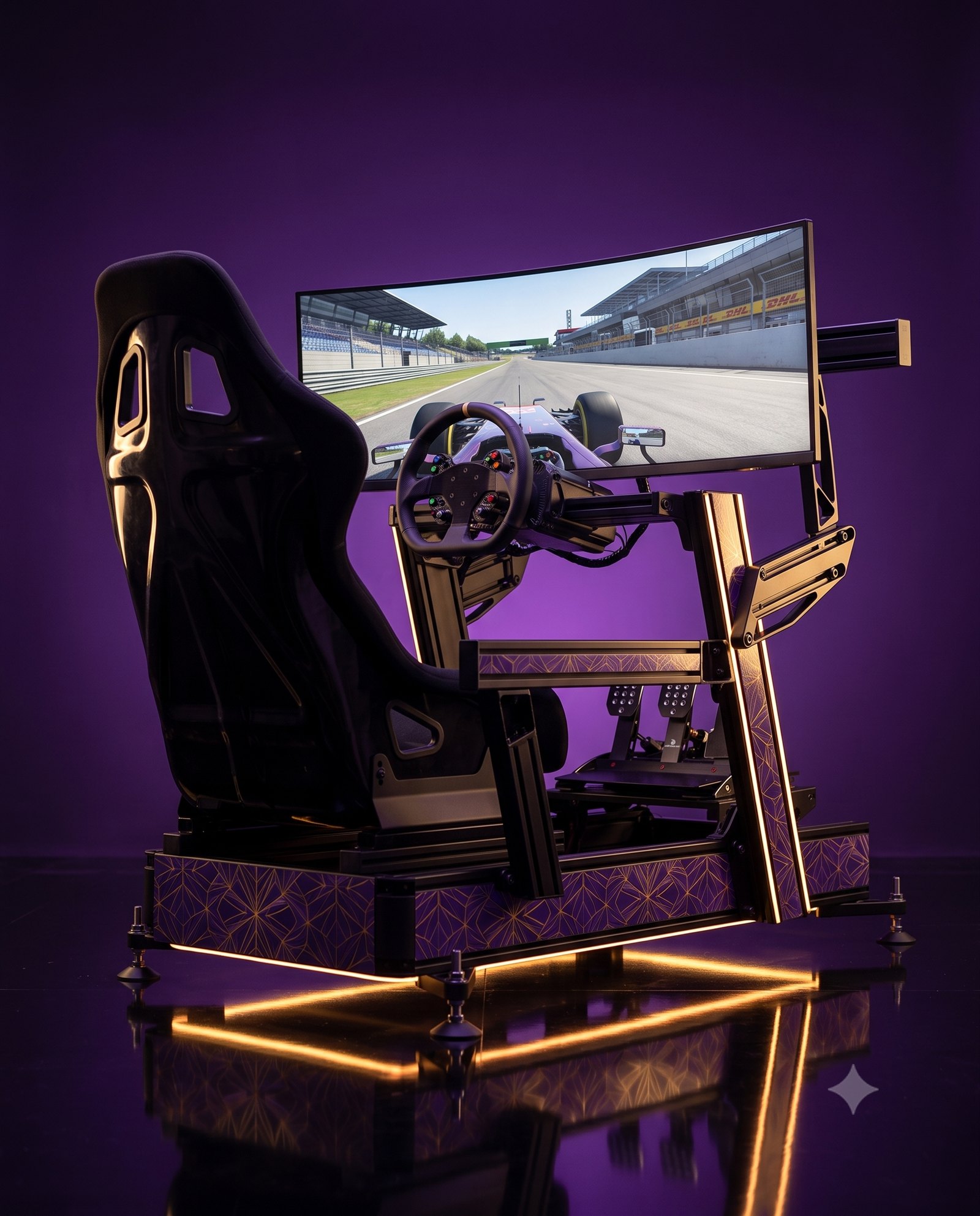 Racing simulator hire Melbourne, race-grade sim rig with direct drive wheel